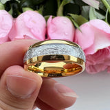 Awesome Meteorite Inlay 6mm 8mm Tungsten Carbide Ring for Men Women - Engagement Wedding Band Fashion Jewelry