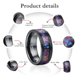 Amazing 8mm Blue Opal Plated Black Tungsten Carbide Rings - Wedding, Daily Jewelry