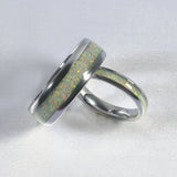Rose Gold/Silver Color White Created-Opal Tungsten Carbide Wedding Rings For Women Men, Engagement Wedding Gifts