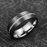 Marvelous Inlaid Carbon Fiber + Imitation Vermiculite 8mm Width Men's Tungsten Carbide Ring Wedding Band