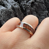 Amazing 8mm Deep Rosewood Wood Inlay Black Tungsten Domed Fashion Engagement Wedding Ring for Men and Women
