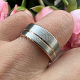 Offset Groove Brush Finish Excellent Quality 8mm Black Tungsten Comfort Fit Wedding Band for Men and Women