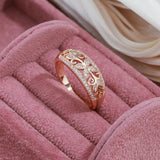 New Hollow Crystal Flower Design Rolled 14K Rose Gold AAA+ CZ Diamonds Pave Setting Women's - Vintage Jewelry
