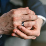 Fantastic High Polished Beveled Edges Black Silk Inlay Mens 8mm Tungsten Rings Wedding Band Engagement Rings Jewelry