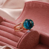 New Unusual Emerald Ball Cut 14K Filled Rose Gold AAA Zircon Crystal Crown Ring for Women Elegant Party Fine Jewelry