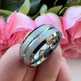 Popular Grooved Brushed Beveled Finish 6mm 8mm Classic Wedding Band Men Women Tungsten Carbide Comfort Fit Ring