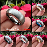 Domed Brushed Multicolor 6mm 8mm Tungsten Comfort Fit Wedding Engagement Ring For Women Men