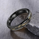 Pleasing Black Inlaid Gold Color Foil 4mm Tungsten Carbide Steel Rings  Wedding Ring for Men and Women Jewelry