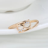 Minimalist Double Twist White 14K Rolled Rose Gold AAA Zircon Diamonds Geometric Rings For Women Fine Party Jewelry