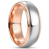 New Arrival Domed Polished Step Rose Gold Color 4mm 6mm 8mm  Comfort Fit Tungsten Carbide Ring - Wedding Band