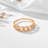 New Arrival Sparkling Rolled 14K Rose Gold AAA+ Zirconia Diamonds Chain Ring For Women - Party Wedding Jewelry