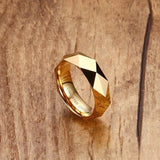 Super Rhombic Section Gold, Silver, Rose Gold Color High Polished 6mm Men Women Tungsten Carbide Ring Wedding Bands