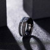 Aluminum Slag Inlay Hammer Pattern Groove Hammered 8mm Black Tungsten Carbide Comfort Fit Wedding Bands For Men