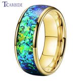 Very Beautiful Domed Polished Bright Opal 8mm Men Women Tungsten Comfort Fit Engagement Wedding Band