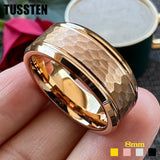 Fabulous Black/Gold/Rose/Original Color 8MM Men Women Comfort Fit Hammer Ring Tungsten Wedding Band