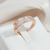 Stunning 14K Filled Rose Gold And Silver Tone Two Color AAA Zircon Diamonds Setting Luxury Rings - Fashion Jewelry