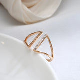 Best Design Geometric Filled 14K Rose Gold AAA Zircon Diamonds Pave Setting Open Rings - Modern Trendy Jewelry