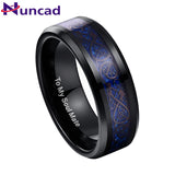 Black 8mm Blue Dragon Tungsten Carbide Soul Mate Ring for Men Wedding Jewelry - Best Gift for Men