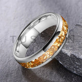 Outstanding Inlaid Gold colored crystal stone 4/6/8MM Men's and Women's Comfortable Fit Wedding Tungsten Ring