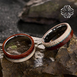 Awesome Deer Antler Red Wood 8mm Men’s Classic Wedding Band Tungsten Ring - Ideal Present