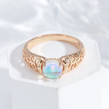 New Arrival Luxury Fashion Texture Gradient Moonstone Filled 14K Rose Gold Fashion Fine Jewelry Rings
