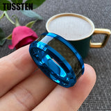 Excellent Shiny Bevel Edges 8MM Black Carbon Fiber Ring Classic Tungsten Comfort Fit Wedding Band For Men Women