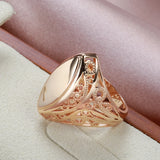 Superb Hollow Pattern Glossy Vintage Fashion Filled 14K Rose Gold Rings For Women - Luxury Ethnic Jewelry