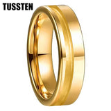 Customized Inlay, 1.5mm Offset Groove Pipe Cut Matte 6MM Gold/Silver Tone Tungsten Blank Core Comfort Fit Rings