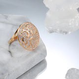 Luxury Design Big Size Filled 14K Rose Gold Round Rings For Women AAA Zircon Diamonds Full Paved Fine Jewelry