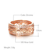 Exquisite Fashion Vintage Syle 14K Rolled Rose Gold AAA Zirconia Diamonds Full Pave Setting Women's Ring Jewelry