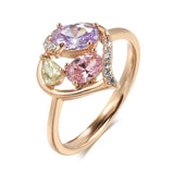 Superb Hollow Translucent Colored AAA Zircon Crystals Rolled Rose Gold of 14-Karat Purity Rings Versatile Jewelry