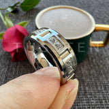 New Arrivals Black CZ Inlay 8MM Tungsten Steel Combination Cool Men's Promise Wedding Bands Rings