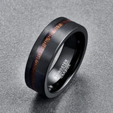 Fabulous 8MM Electroplated Black Matte Surface Acacia Tungsten Carbide Cool Men's Party Jewelry Wedding Bands