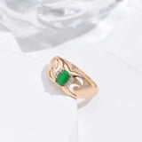 Luxury Hollow Texture Geometric 14K Filled Rose Gold Green White AAA Zircon Crystals Wedding Party Jewelry Rings