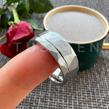 Gold Hammered Offset Line 8MM Tungsten Carbide Comfort Fit Ring for Men Women - Fashion Engagement Wedding Band