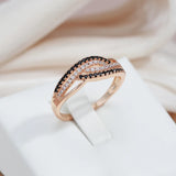 Stunning 14K Filled Rose Gold With White Black AAA Zircon Diamonds Full Paved Luxury Trendy Jewelry Rings For Women