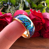 Very Beautiful Domed Polished Bright Opal 8mm Men Women Tungsten Comfort Fit Engagement Wedding Band