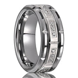 Awesome 8mm Fashion White AAA Zircon Tungsten Carbide Men's Wedding Ring, Suitable for Daily Wear, Jewelry Gift