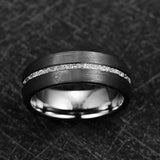 Marvelous Inlaid Carbon Fiber + Imitation Vermiculite 8mm Width Men's Tungsten Carbide Ring Wedding Band