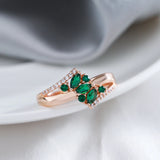Superb Geometric Crossing Design 14K Filled Rose Gold Green AAA Zircon Crystals Ethnic Rings, Vintage Trendy Jewelry
