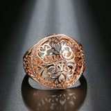 New Big Size Elegant Rolled 14K Rose Gold with AAA+ Cubic Zirconia Diamonds Rings - Bride Wedding Party Jewelry
