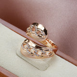 Personality Twist Chain 14K Filled Rose Gold With AAA Zircon Diamonds Rings Fashion Women Rings Party Unusual Jewelry
