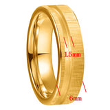 Customized Inlay, 1.5mm Offset Groove Pipe Cut Matte 6MM Gold/Silver Tone Tungsten Blank Core Comfort Fit Rings