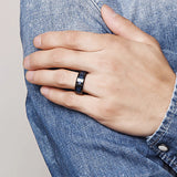 Gorgeous Inlaid Black Dragon 8mm Width 2.3MM Thick Fashion Men's Blue Tungsten Carbide Ring for Wedding