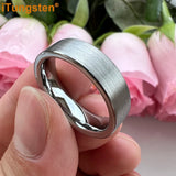 Super Brushed Pipe Cut 6/8mm Tungsten Carbide Rings for Couple Comfort Fit Engagement Wedding Band Jewelry