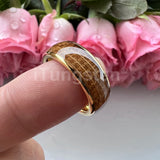 Cool Whiskey Barrel Oak Wood Domed Polished 8mm Tungsten Comfort Fit Engagement Wedding Band for Men Women