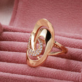 Luxury Spiral Big Size Rolled 14K Rose Gold AAA Zircon Diamonds Micro Wax Inlay Party Wedding Rings Fashion Jewelry