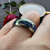 Awesome Blue Crystal Stone Inlaid 4/6/8MM Men's and Women's Comfortable Fit Wedding Tungsten Rings