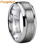 Classic Stepped Beveled Special Brushed 6mm 8mm Fashion Rings Tungsten Comfort Fit Wedding Band for Men Women