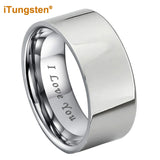 I Love You Engraved 6/8/10/12mm Fashion Tungsten Trendy Comfort Fit Wedding Engagement Band for Men and Women